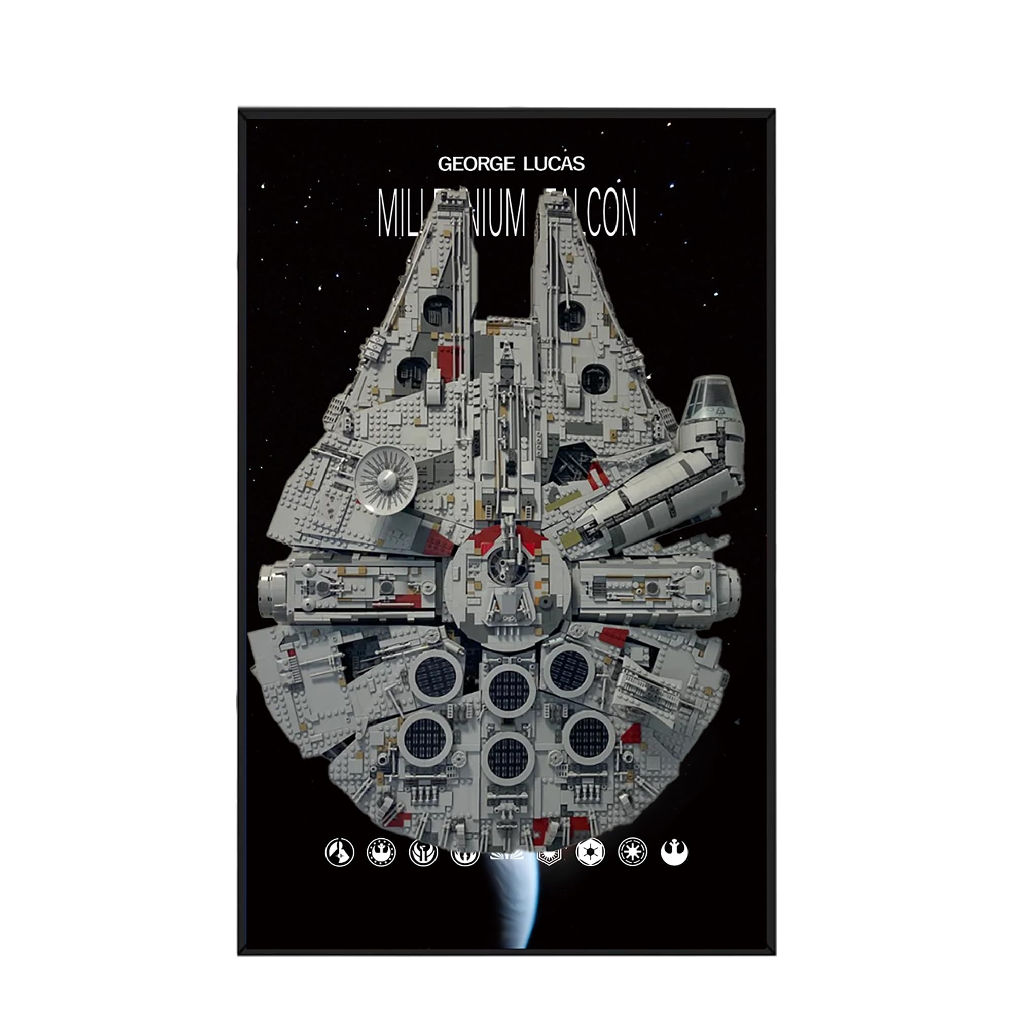 Display Wallboard for Lego 75192 Ultimate Millennium Falcon - Wall Mount Display Stand Art Wall Mount Frame for Racing Car Building Set, for Car Enthusiasts - 50 x 80 CM (75192 E)
