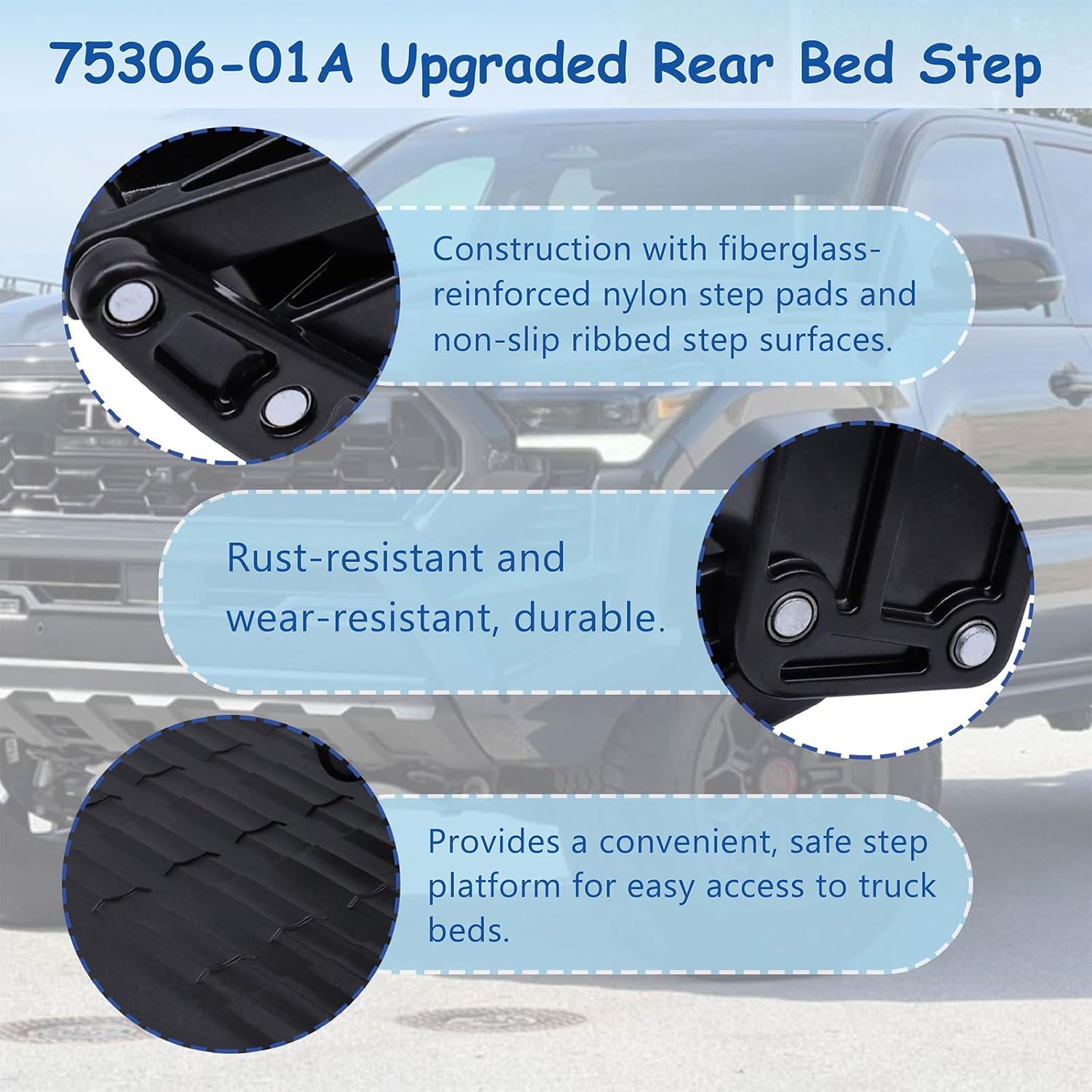 Upgraded Rear Bed Step Tailgate Bedstep 75306-01A Compatible with 2011-2022 Dodge Ram 1500 2500 3500 Excludes Dual Exhaust & EcoDiesel Models,Folding Truck Tailgate Step