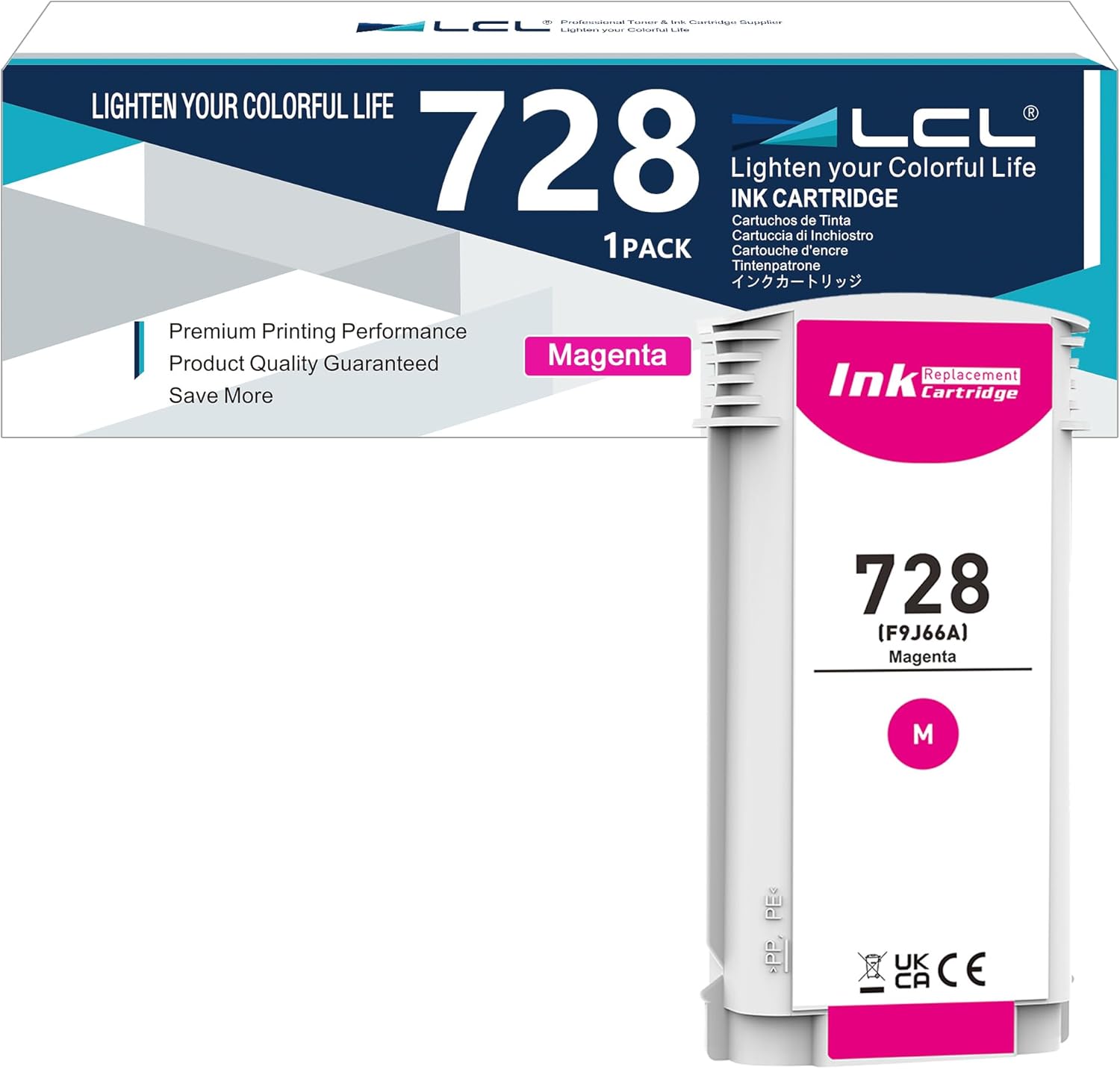 728 Ink Cartridge Magenta 130ml F9J66A Replacement for HP 728 Ink Cartridge for DesignJet T830 MFP & T730 Large Format Plotter Printer (1-Pack)