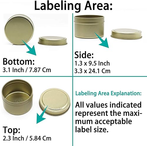 Miniatura 4 de Tarros de velas con tapas a granel, 24 latas decorativas redondas de metal de 8 onzas, recipientes reutilizables para hacer velas, suministros de