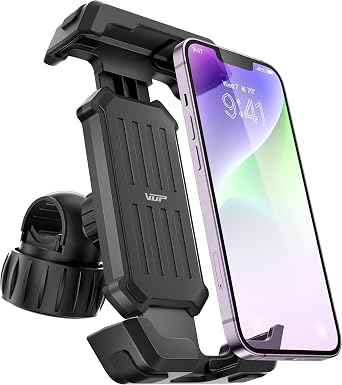 VUP Bike Phone Holder,Motorcycle Phone Mount,Bicycle Phone Mount Handlebar Cell Phone Clamp for Scooter, Compatible with iPhone Samsung,Black