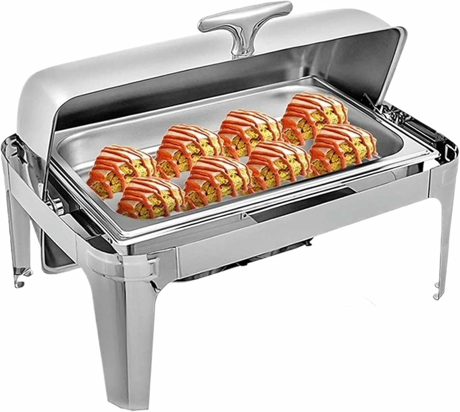 Buffet Buffet of Stainless Steel Dishes in 9 L, Durable and Heat Resistant, with Two Fuel Burners for Prolonged Heat from Ali, 64 * 46 * 44 Cm ~/