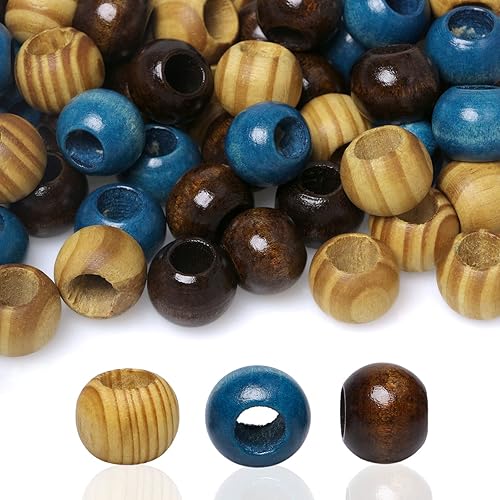 Miniatura 13 de Paquete variado de 150 cuentas de madera de 0.78 pulgadas (0.787 in) con agujeros grandes, cuentas sueltas de madera de colores para manualidades