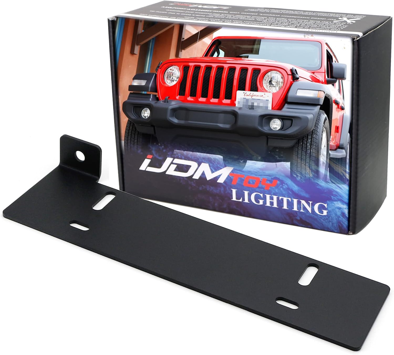 iJDMTOY No Drill Required Front License Plate Mounting Bracket Relocator Compatible with Jeep 2018-up Wrangler JL