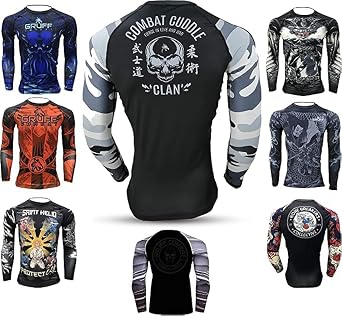 BJJ Rash Guards Grappling MMA Jiu Jitsu No Gi Shirt Fight Wear, Long Sleeves.