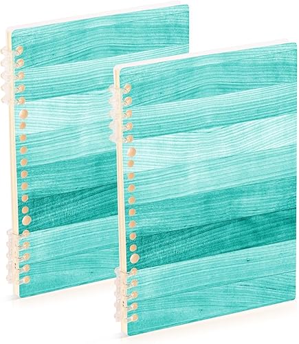 Angelabao Paquete de 2 cuadernos con rayas universitarias, cuaderno de espiral de madera verde turquesa, verde azulado, diario para estudiantes, disponible en Yaxa Costa Rica
