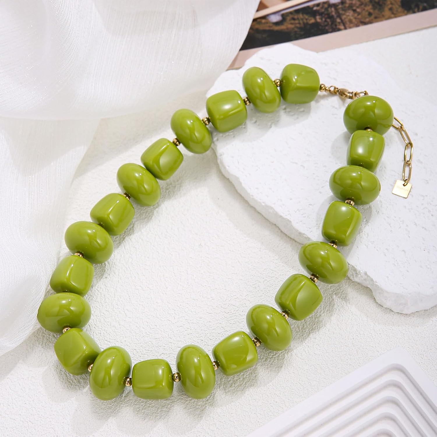 Colorful Chunky Beaded Necklaces for Women Boho Beach Choker Trendy Resin Statement Necklace Summer Jewelry Gift for Women