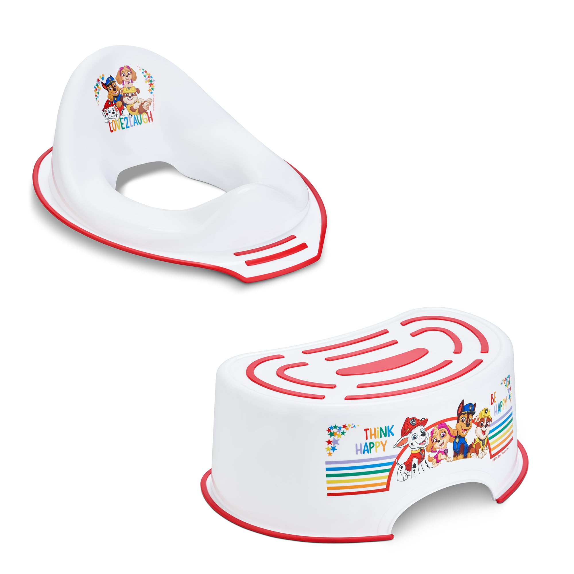 Paw Patrol White Nickelodeon Toilet Training Seat Bundled With Step Stool With Non Slip Feet