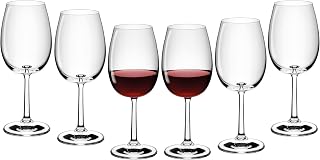 Gerlach 1760 Weingläser Rotweingläser Gläser Set 6 Stück 390 ml Rotweinkelche Kristallglas Wein Glas Spülmaschinenfest Flow, Rot