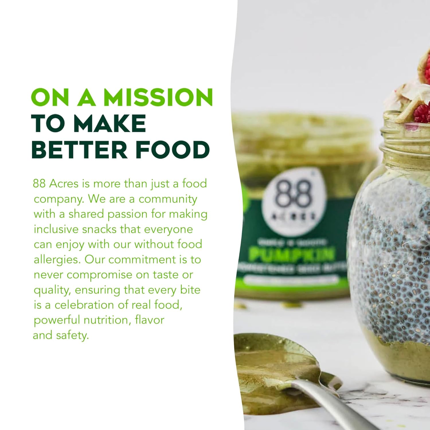 88 Acres Organic Pumpkin Seed Butter, Unsweetened, 14 oz Jar, 2 Pack, Butter Spread with 9g Plant-Based Protein, Gluten Free, Nut Free, Vegan, Non-GMO