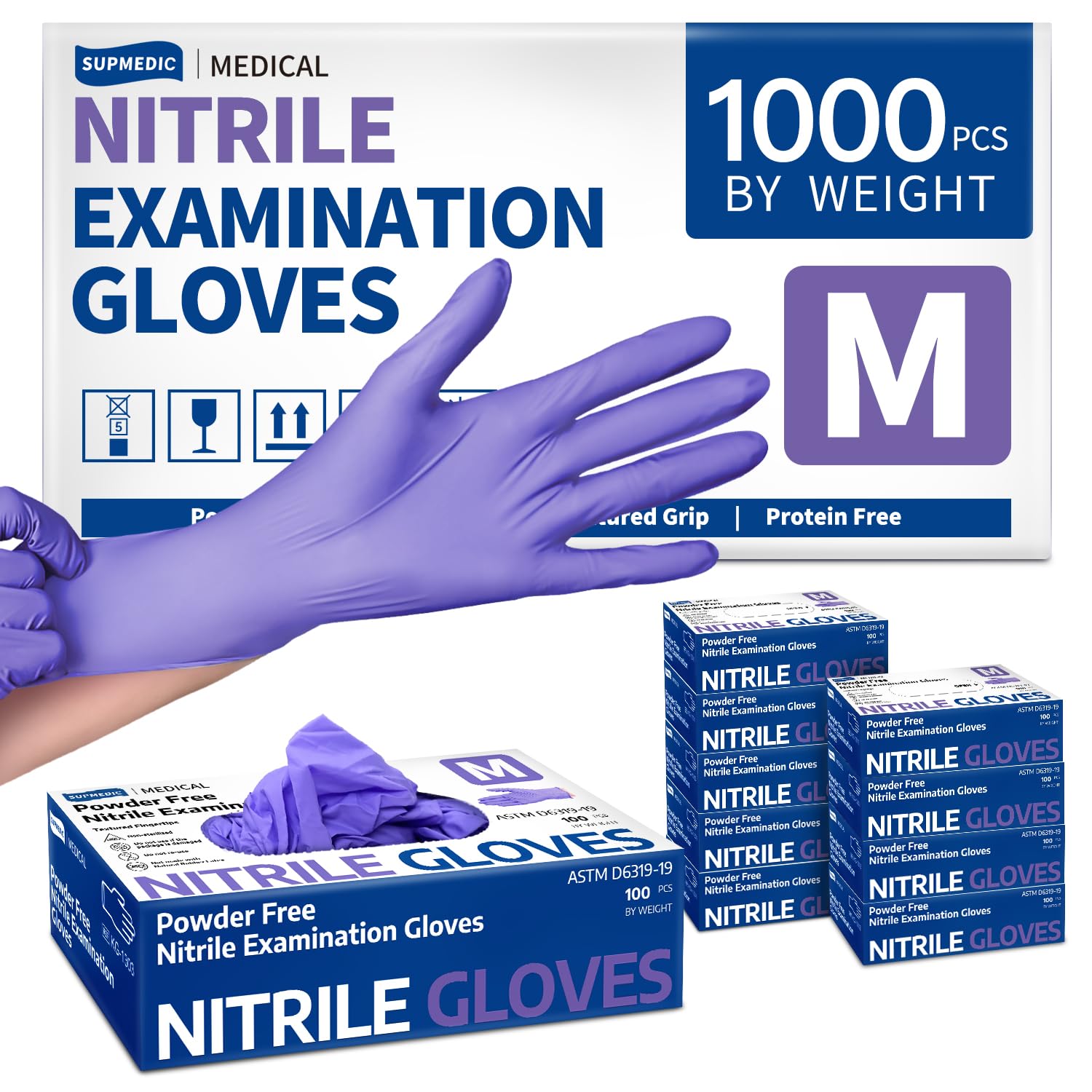 Medical Soft Max Lilac Nitrile Disposable Gloves 1000ct Latex-Free Powder-Free Non-Sterile Food Safe Cleaning Exam