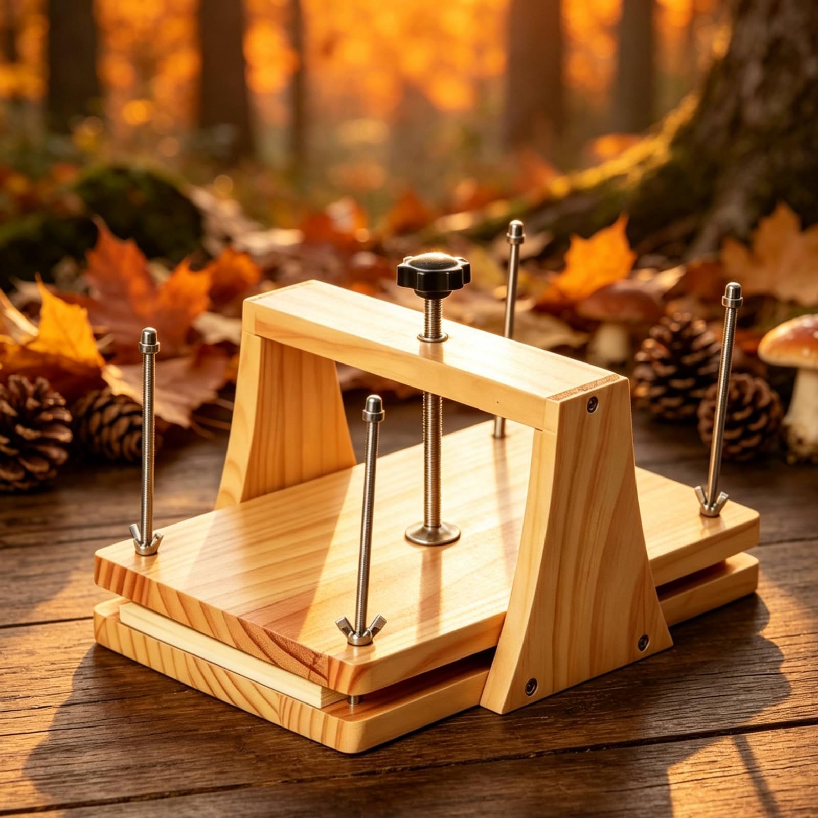 Holzblumenpresse schnelltrocknend Blumenpresse mit Schraubverschluss rechteckig Pflanzenpresse für Bastler, Hobbygärtner, Bastelzimmer