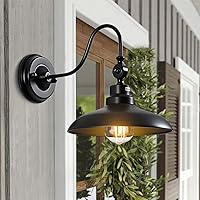 Vista 2 de Luces de pared retro impermeables para exteriores, cuello de cisne ajustable, luz exterior de granero de 9.8 pulgadas, lámpara de pared vintage