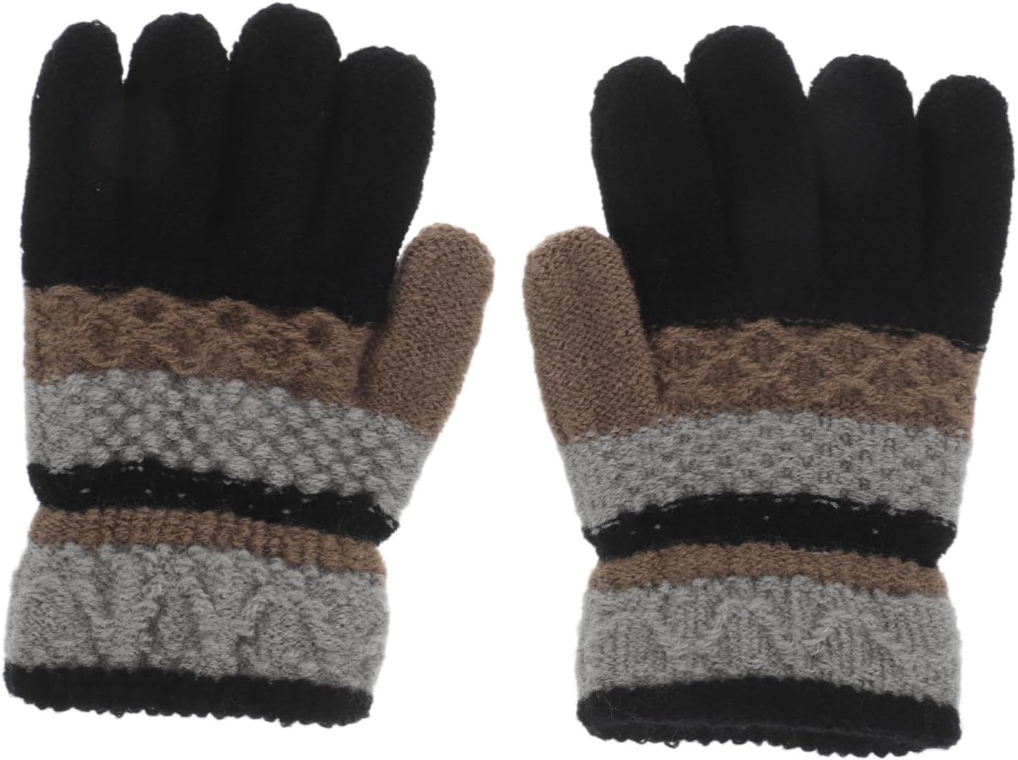 1pair Warm Knitted Winter Gloves for Boys and Girls Soft and Cozy Fingered Mittens for Toddlers Fashionable Striped Design for Autumn and Winter Activities