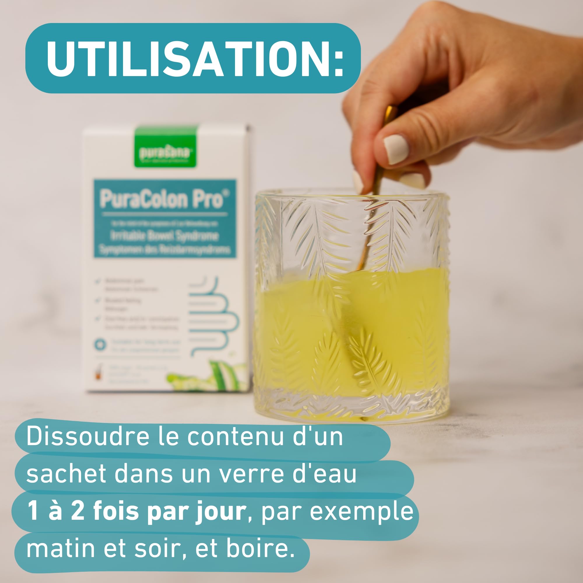 Purasana® PuraColon Pro – 30 Satchets avec 250mg Aloe Vera AVH200® – Soulage le Colon Irritable, la Constipation et Favorise la Detox du Colon