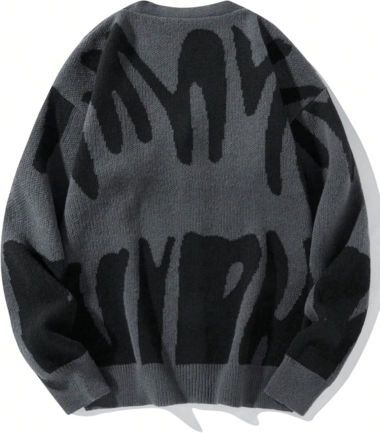 ZAFUL Men's Cardigan Sweater V Neck Button Up Sweater Long Sleeve Casual Satellite Pattern Knitted Sweater - Image 2