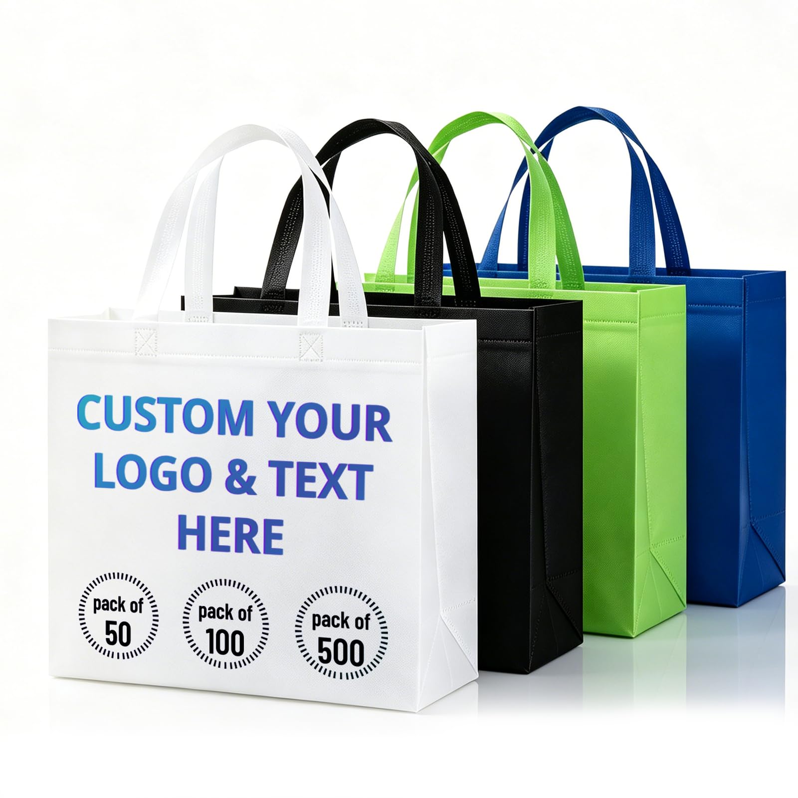 Bulk Custom Non-Woven Tote Bags, Business Logo Reusable Bags for Corporate Gifts, Company Events