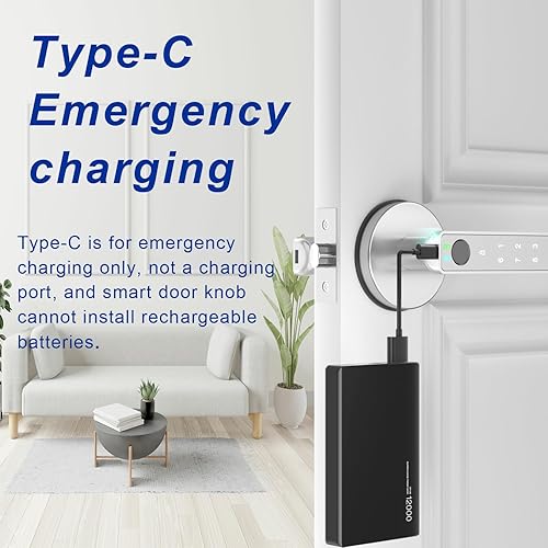 Miniatura 7 de Cerradura de puerta de huellas dactilares, perilla de puerta biométrica, perilla de puerta inteligente con control de aplicación, cerradura de