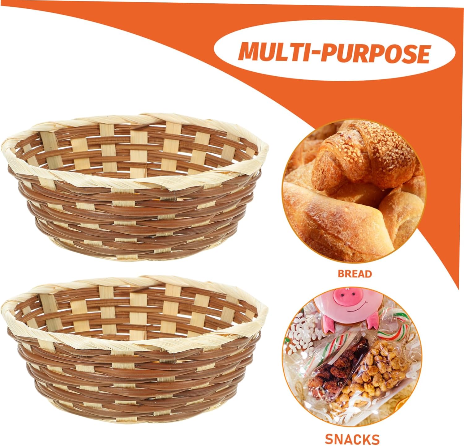 12pcs Bamboo Fruit Basket Storage Bread Proofing Home Use Woven Fruit Basket Decorative