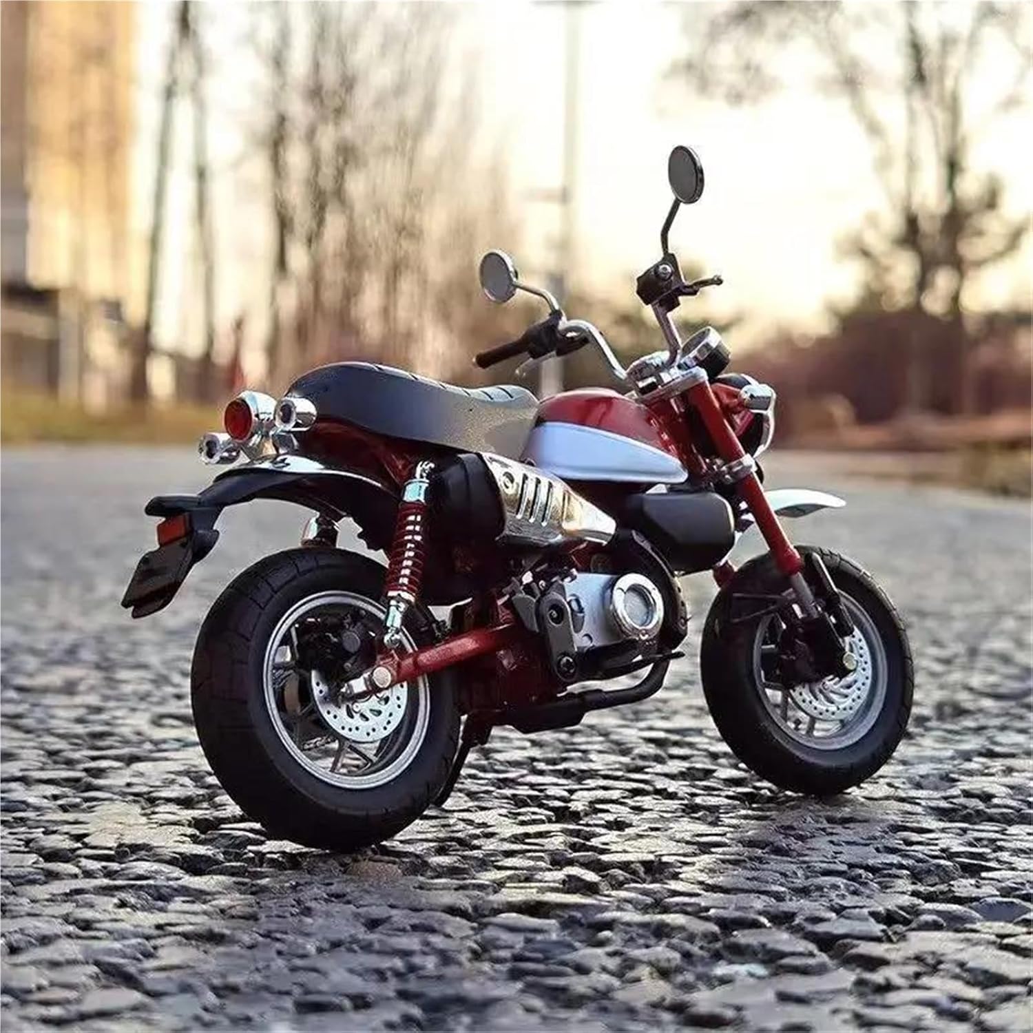 Collection Off Road Collection Toys 1/12 for H-ONDA for Monkey 125 Die Cast Toy Simulation Sound and Light Motorcycle Alloy Model(Blue)