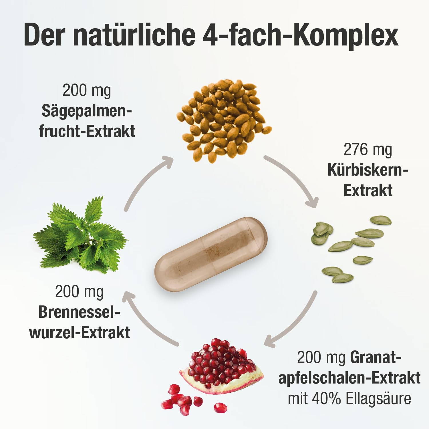 Prostata Kapseln - Sägepalmenextrakt (saw palmetto) - natürliche Extrakte aus Kürbiskernen, Granatapfelschale & Brennnesselwurzel - Selen & Zink für den Testosteronspiegel, 180 Kapseln für 3 Monate