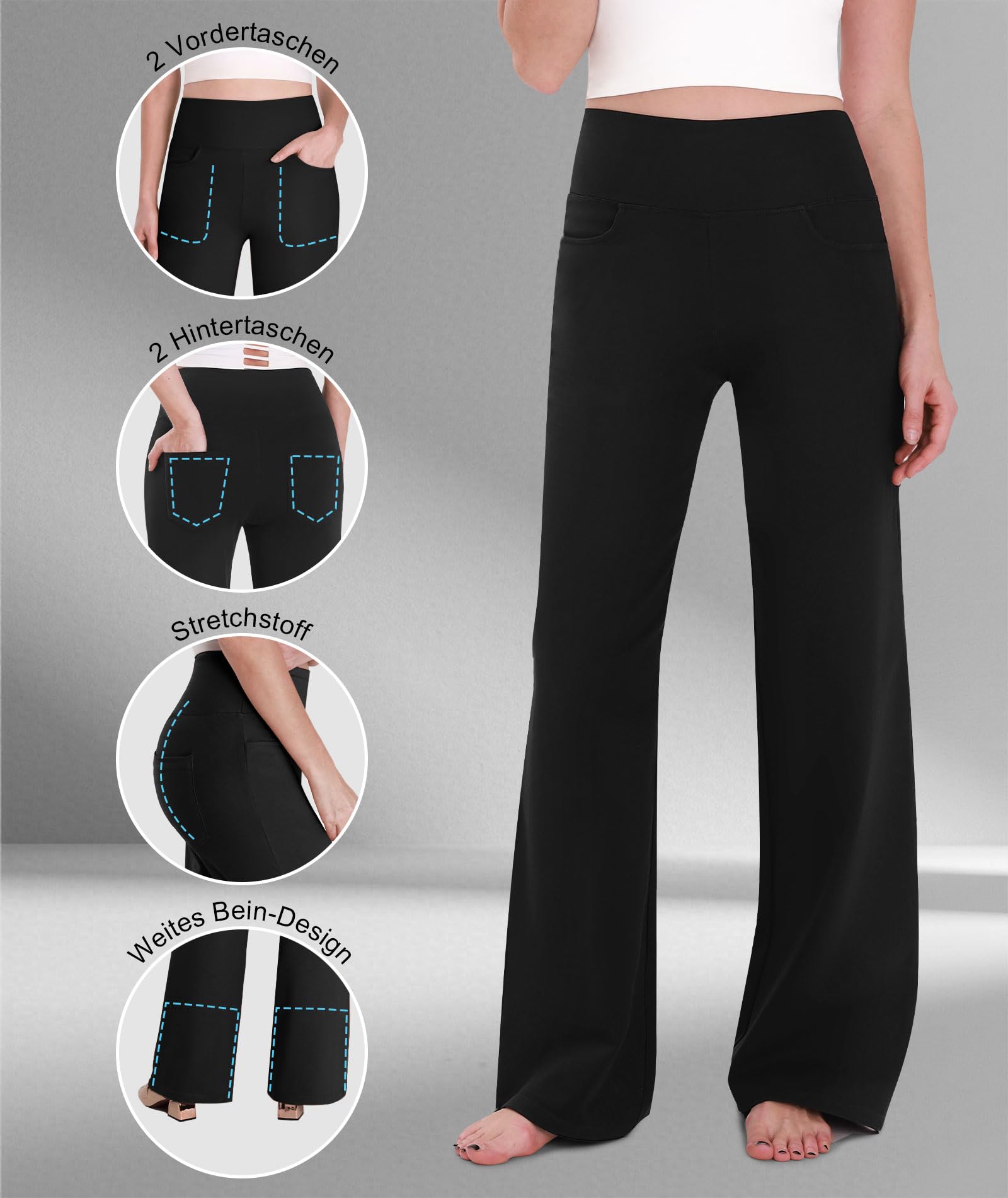 SAFORT Damen 71cm/76cm/81cm/86cm Yogahose aus Baumwolle Weite Hose leicht Sporthose Damen lang Jogginghose weit für Yoga Workout Freizeit