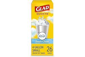 Glad Bathroom Wastebasket Liners: 4-Gallon OdorShield White Trash Bags with Febreze Fresh Scent