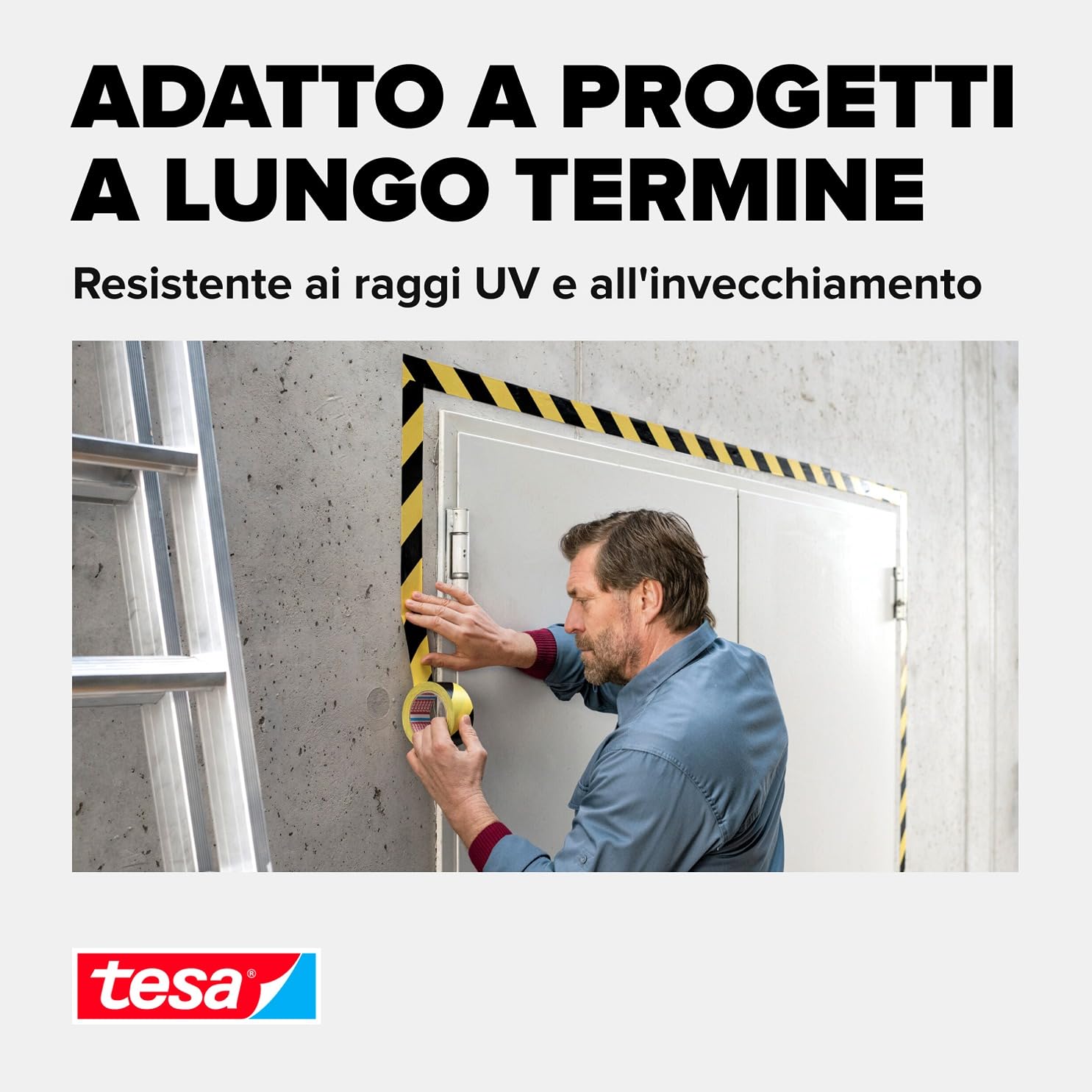 tesa® Signal Premium Nastro da Segnalazione, 66m x 50mm, Giallo/Nero