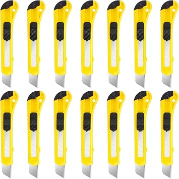 DIYSELF 14 Pack Box Cutter Retractable, 18mm Box Knife, Utility Knife Retractable with Snap Off Blade, Box Opener for Home, Cutter Knives for Cardboard, Art, Craft