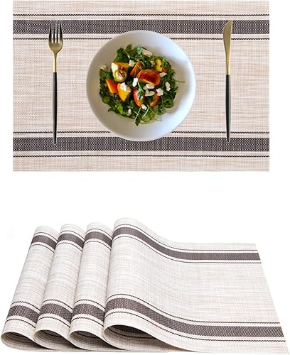 Miniatura 24 de Manteles individuales de vinilo de plástico, lavables, resistentes al calor, duraderos, de PVC, antideslizantes, tejidos, para cocina, comedor Azul