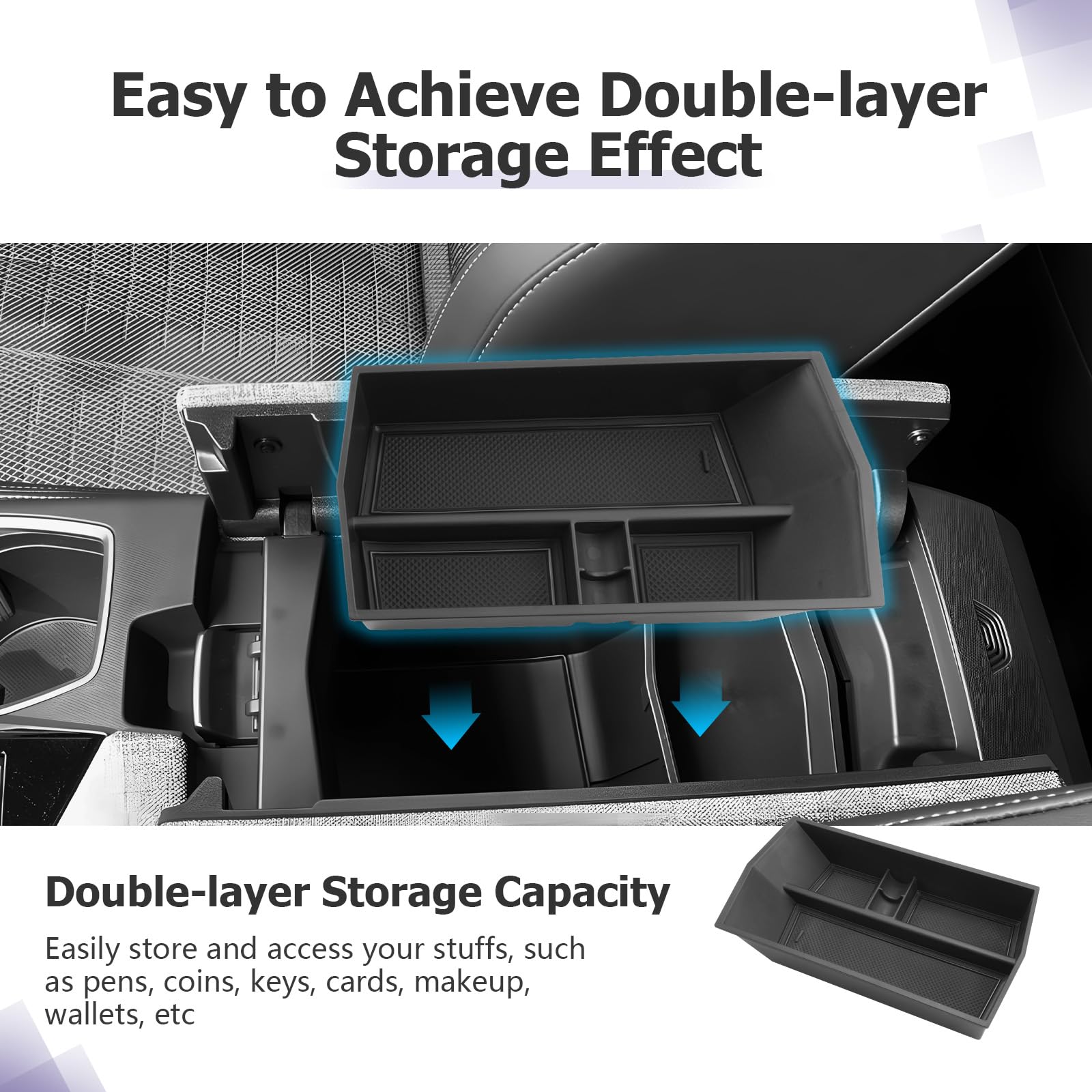 LUWU Compatibile con Opel Grandland GS EV Elettrico Hybrid 2025 2026 Consolle Centrale Armadietti Scatola portaoggetti Nuovo Grandland Multifunzionale vano portaoggetti Organizer Grandland Accessori