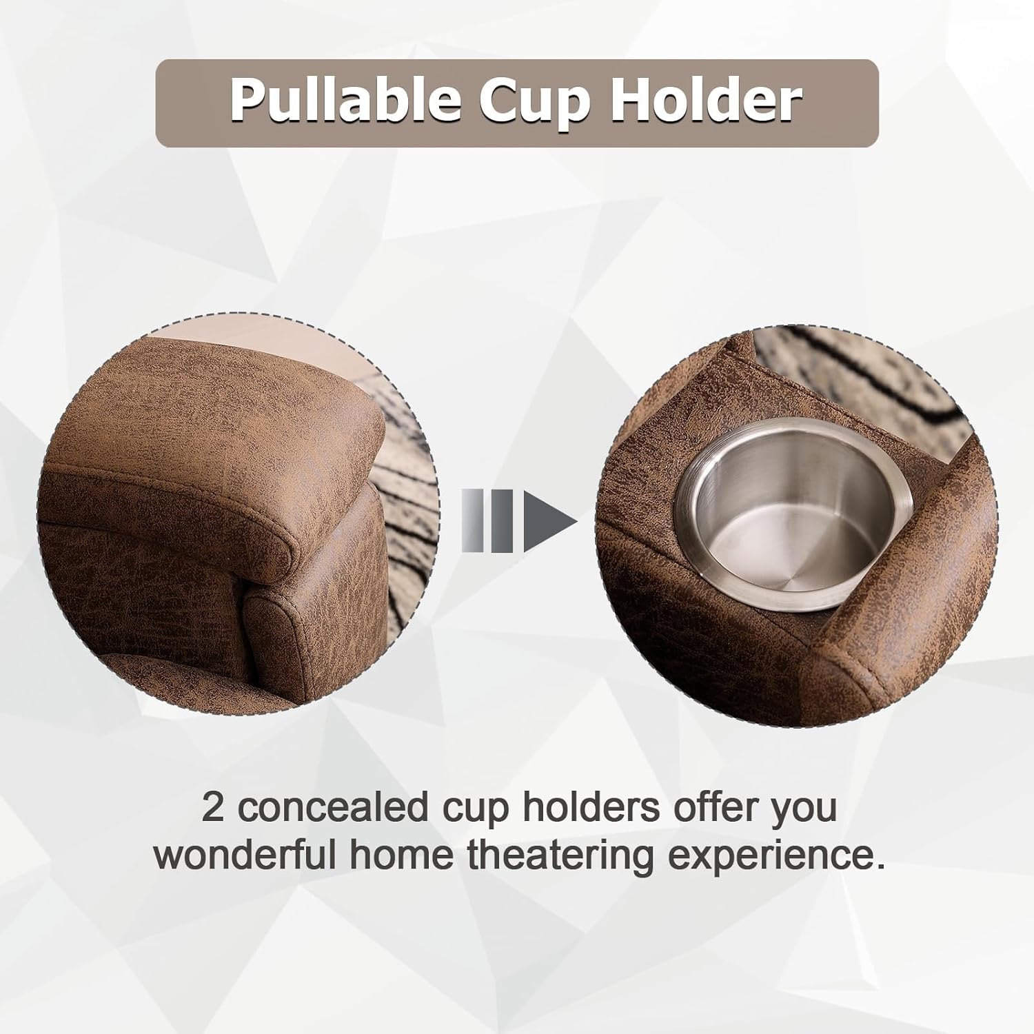 Nut Brown Manual Single Sofa Classic and Traditional Manual Recliner Chair with Overstuffed Arms and Back with Concealed Cup Holders Leather Recliner Chair