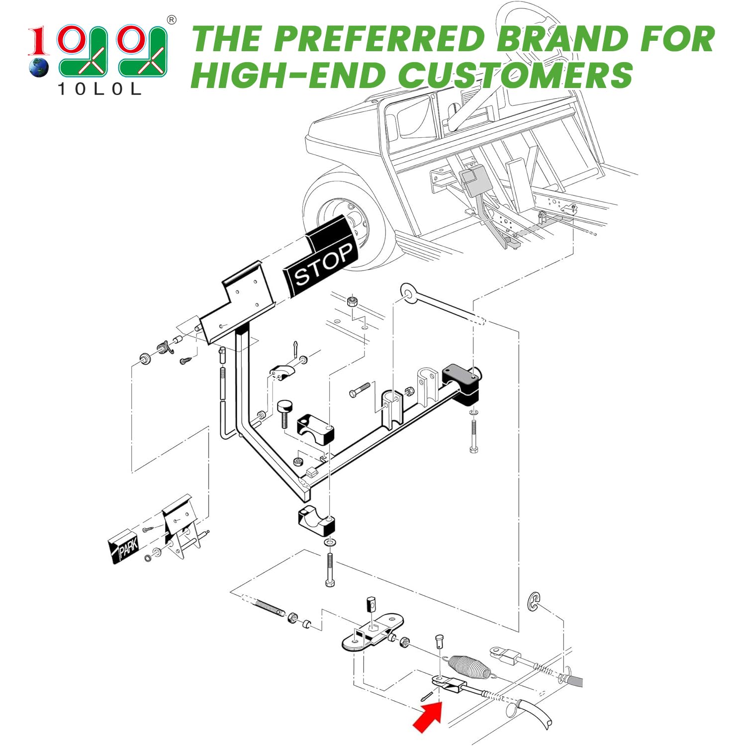 10L0L Golf Cart Brake Cables Fit Club Car DS 1981-1999 Gas & Electric for Both Driver & Passenger Sides, Made with Stainless Steel Core,Replace OEM: 1011125, 1011403, 1016761-01(42