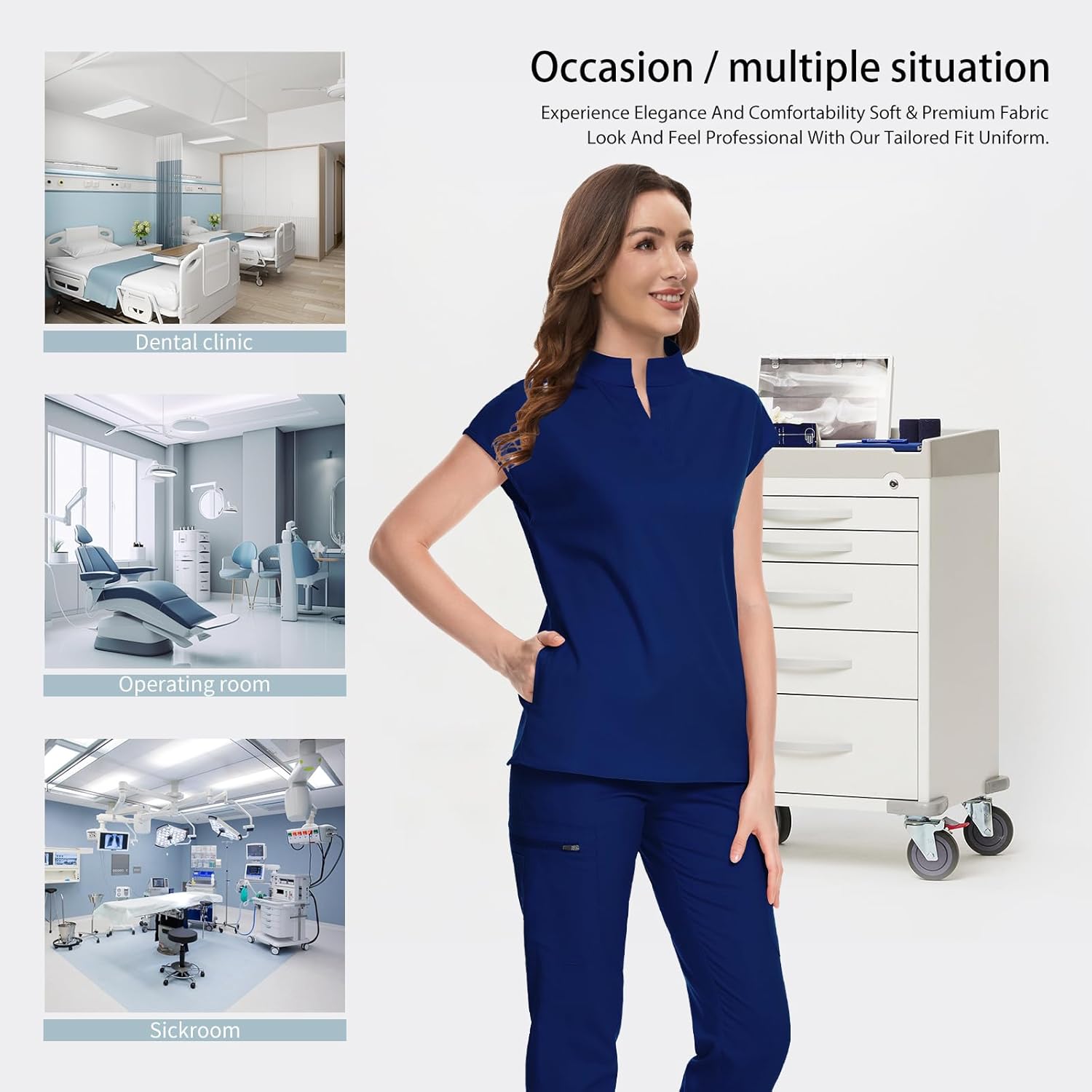 VAOLI Womens Scrub Set Scrub Top and Jogging Pants Scrub Uniforms for Women Set Stretch Nursing Uniform