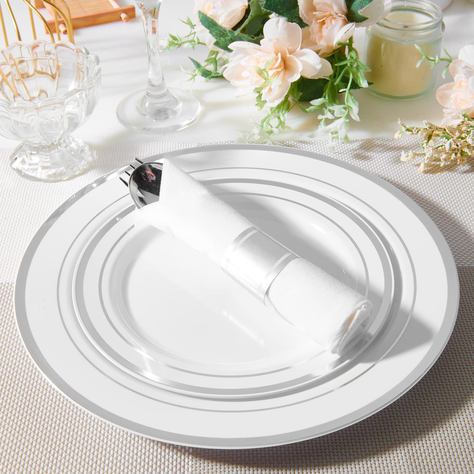Disposable Silver Plates - 100 Pack -2