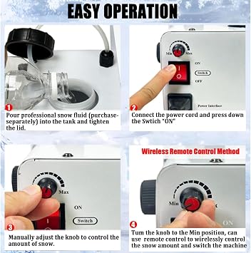 Snow Machine,High-velocity Snow Machine, Remote Control Snow Spray Machine,Snow Making Machine,for Christmas,Stage Effect Wedding,Winter Party,White