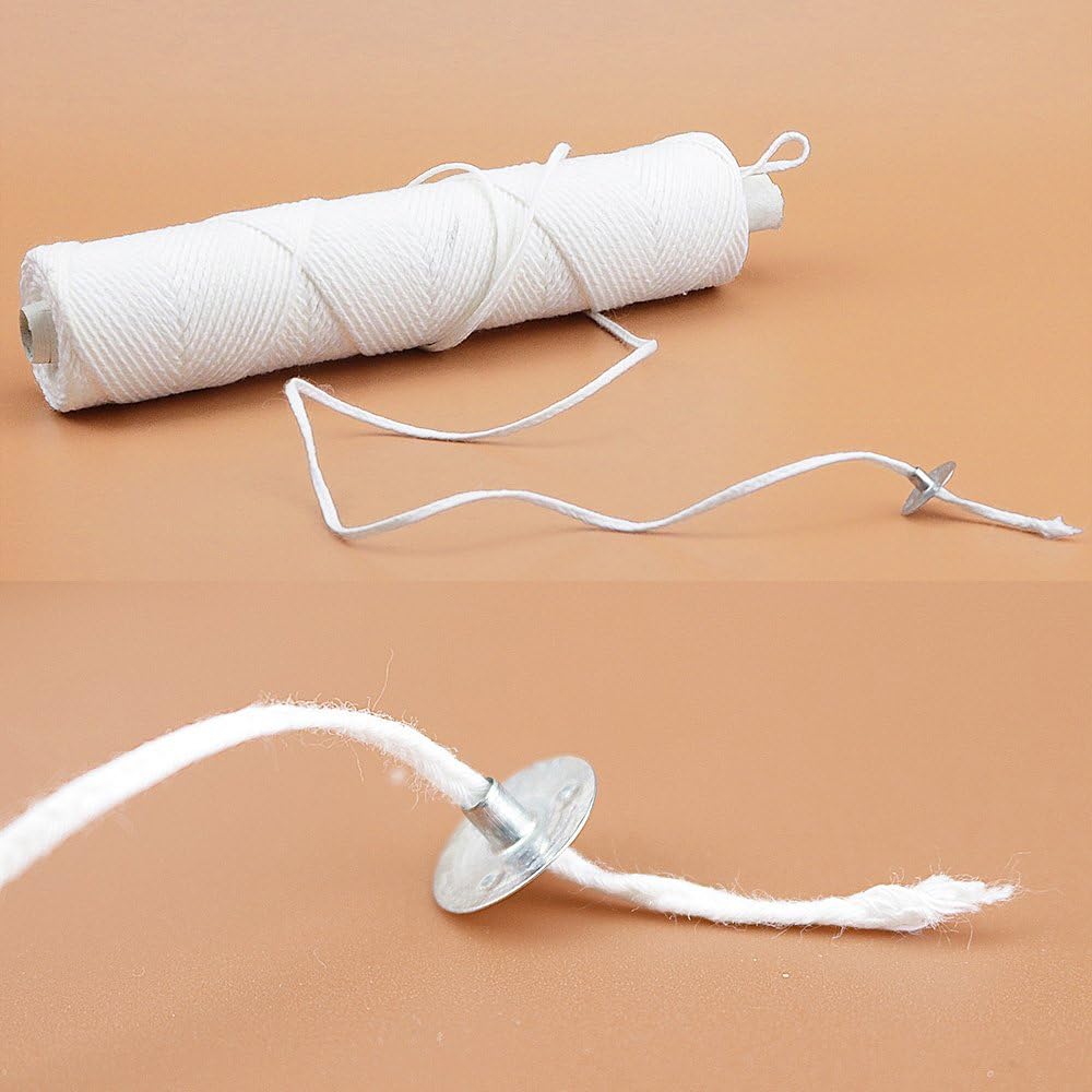 EricX Light #27ply Braided Candle Wick, 200ft Spool & 200 Candle Wick Sustainer Tabs, 100% Cotton Candle Wick for Candle Making