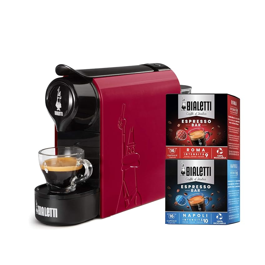 Immagine del prodotto Bialetti Gioia, Macchina Caffè Espresso per Capsule in Alluminio, Incluse 32 Capsule, Supercompatta, Serbatoio 500 ml, Rosso