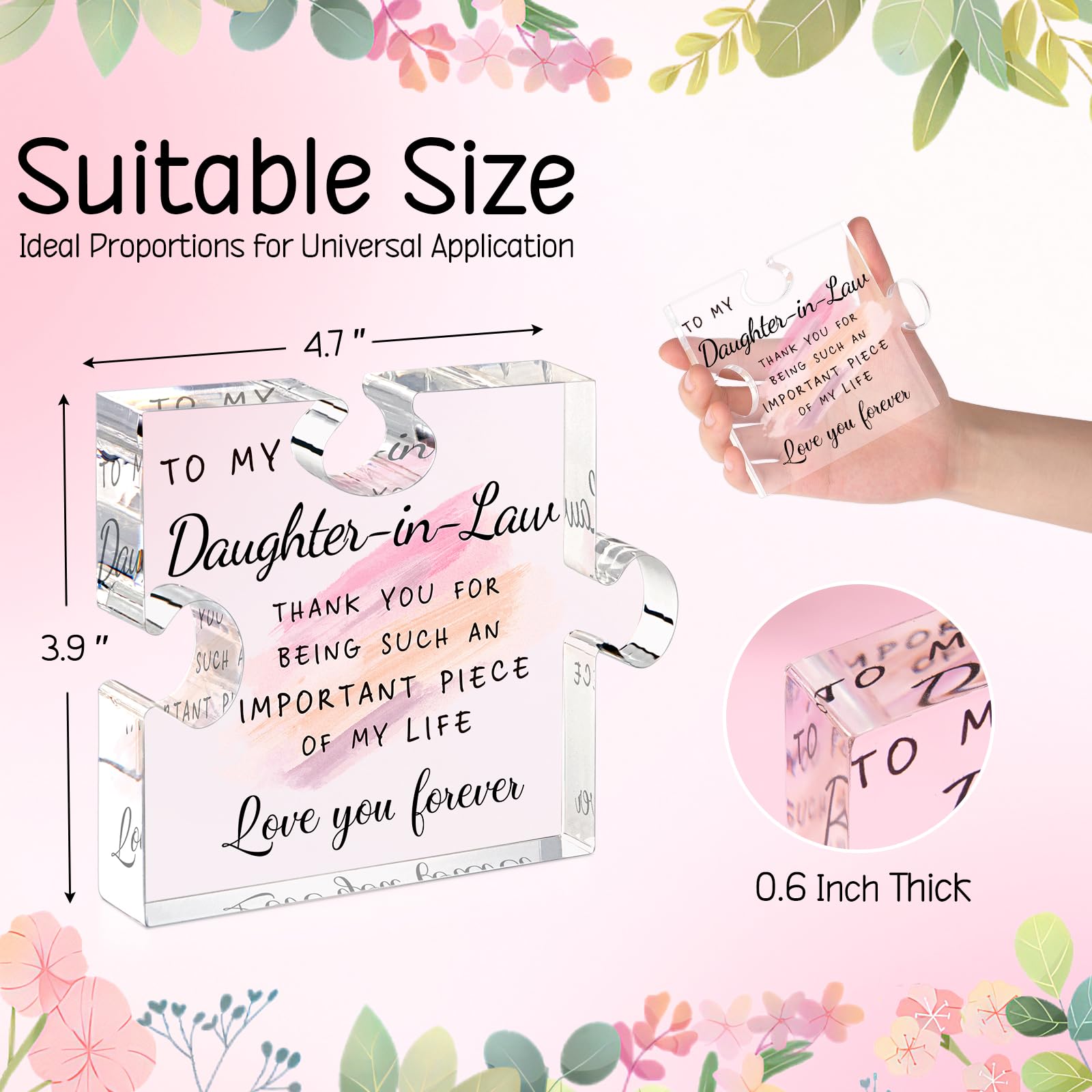 Daughter in Law Gifts from Mother in Law - Unique Daughter in Law Gift Ideas Best Daughter in Law Puzzle Piece Gift for Birthday Wedding Mothers Day Thanksgiving for Daughter in Law