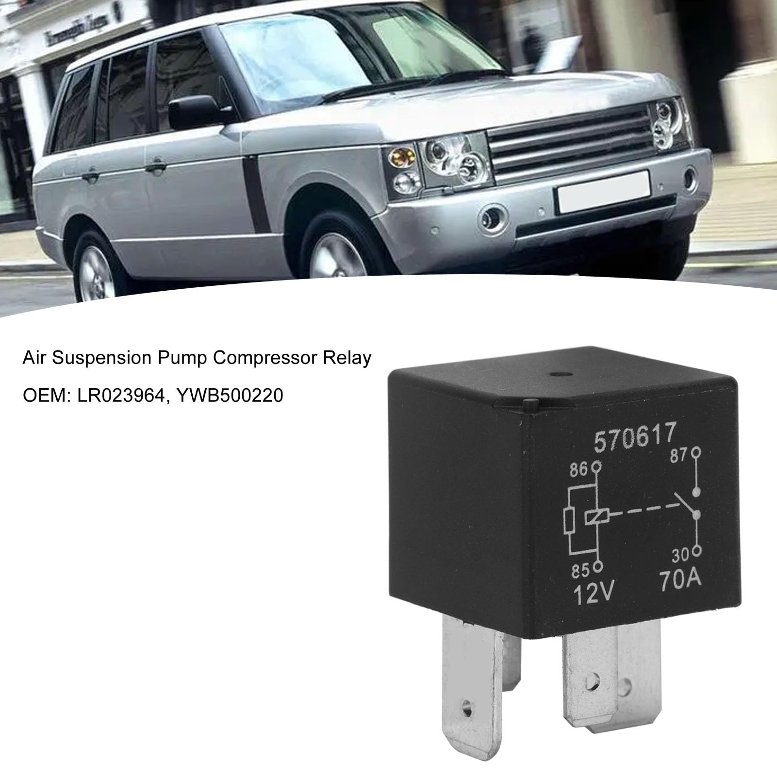 Acouto Relè Compressore Pompa Sospensioni Pneumatiche 12W 70A LR023964 YWB500220 Kit Relè Compressore Sospensioni Pneumatiche Automatico per Range