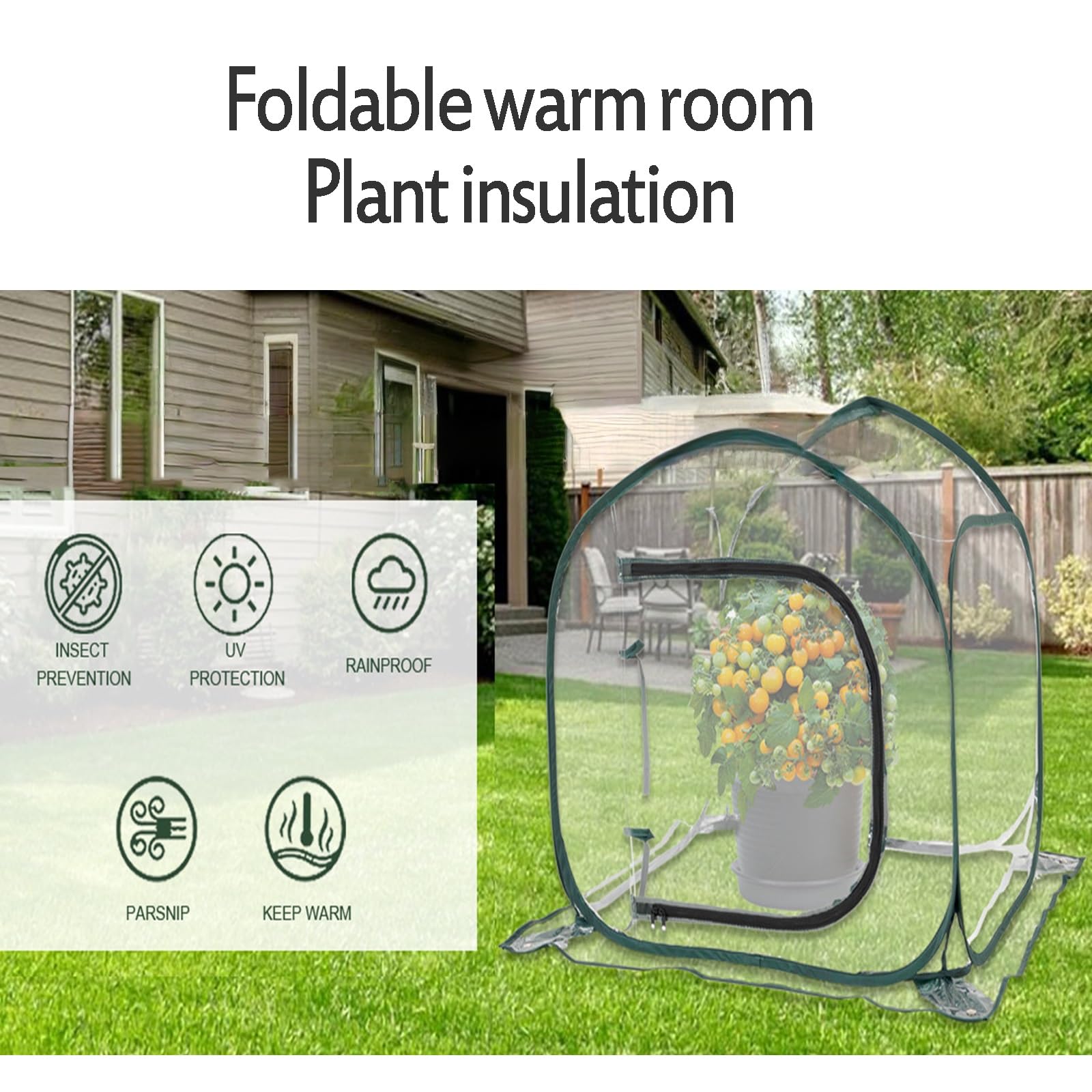Mini serra pop-up, realizzata in materiale PVC impermeabile, idratante d'estate, mantiene al caldo d'inverno, disponibile per interni ed esterni