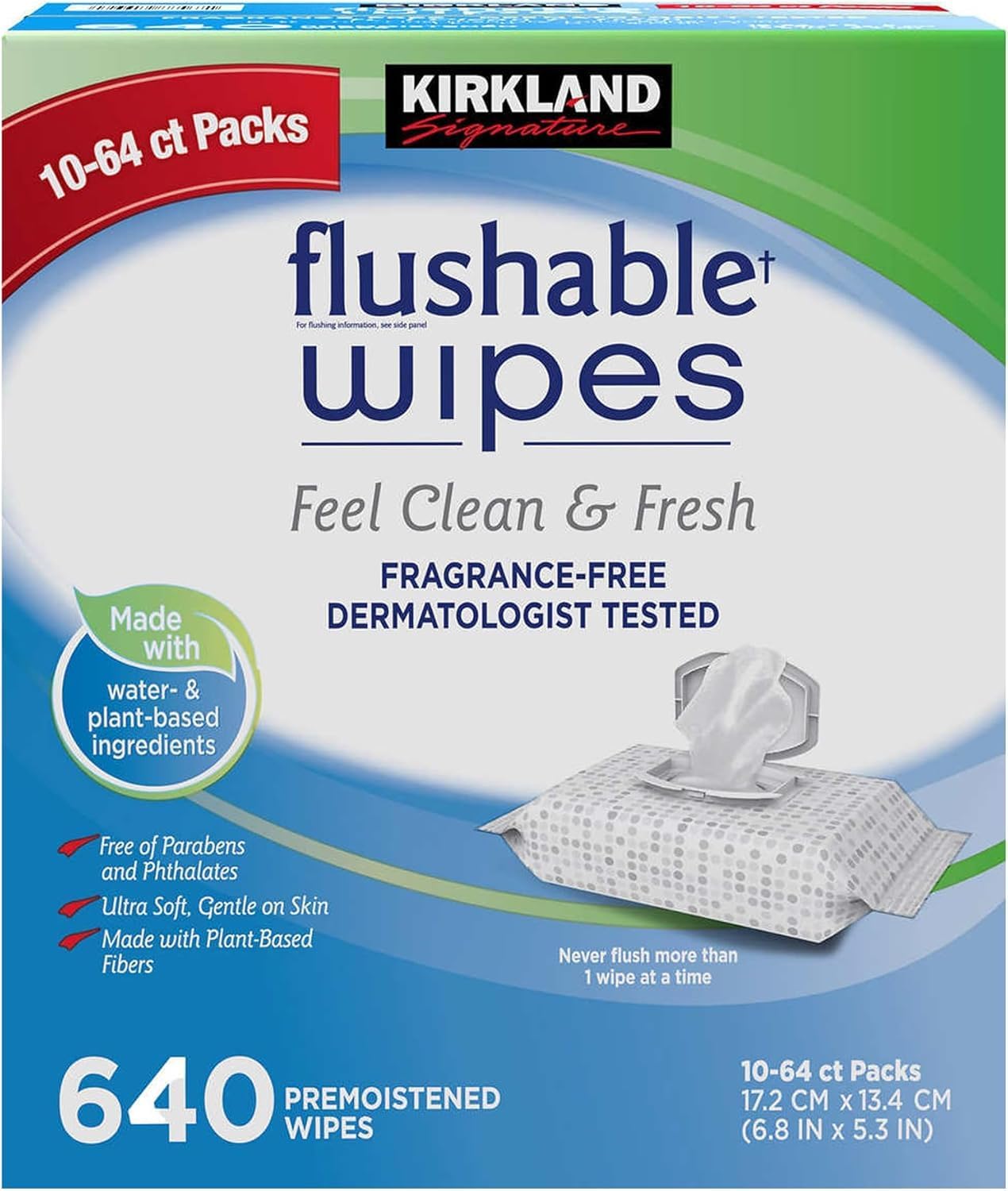 Signature Premoistened Flushable Wipes, Fragrance Free, 640 - Count