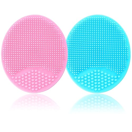 Komoko Cepillo para bebé, cepillo de silicona exfoliante y masaje, suave y agradable al tacto (rosa + verde)