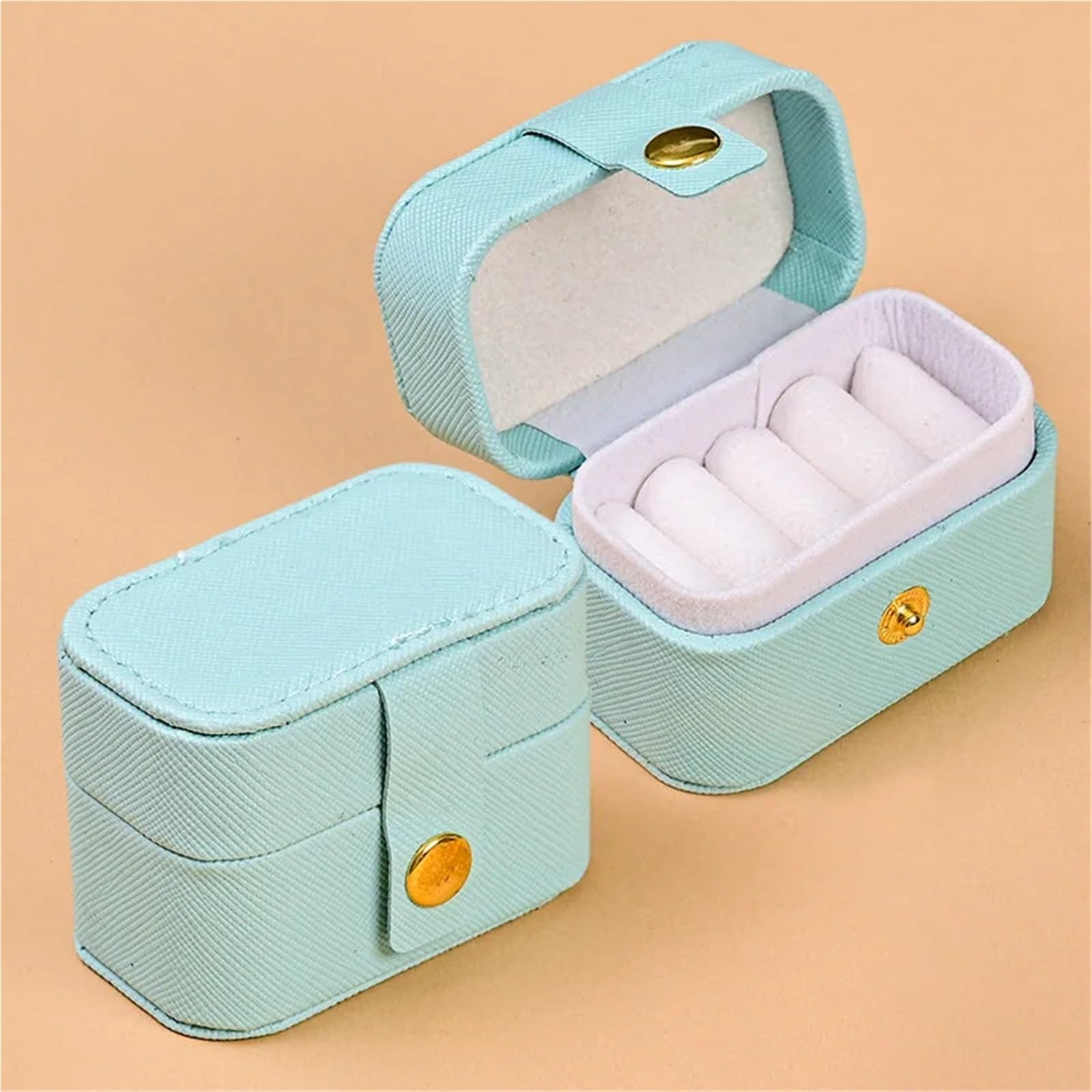 YCTTKDD Caja para Anillos, Organizador de Joyas pequeño portátil, Caja de Viaje, Organizador de Collares y Pendientes (Gris)