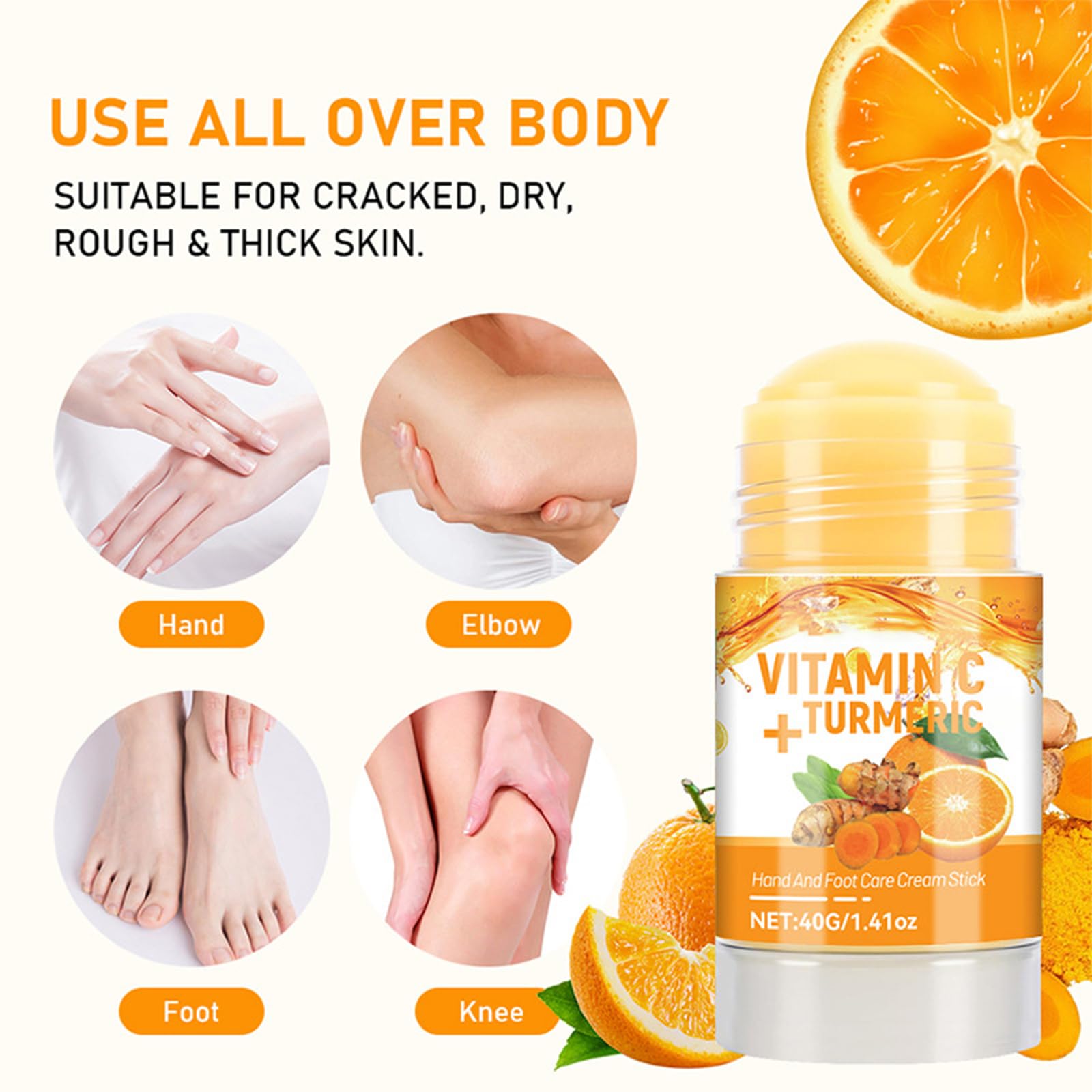 Turmeric Foot Cream for Hard Skin Cracked Heel Repair Cream, Moisturising Stick for Dry Feet & Hands - Image 4