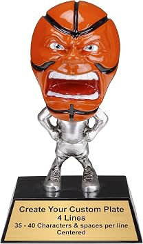Decade Awards Personalized Basketball Trophy | Game Face Basketball Award | Fun Basketball Tournament Trophy - Customize Now 6.25 Inch
