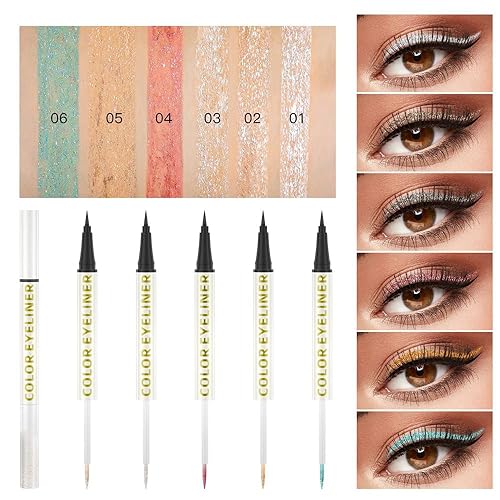 Miniatura 4 de UOCK Juego de delineador de ojos de doble punta, delineador de ojos líquido negro y metálico, delineador de ojos líquido con purpurina, sombra de