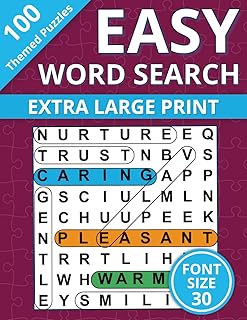 Extra Large Print Word Search: Easy Word Find Book For Seniors & Adults; 100 Themed Puzzles With Very Big Letters (Jumbo 30 Pt Font Size) - Anti Eye ... Letters (30 Font Size) To Have Fun And Relax)