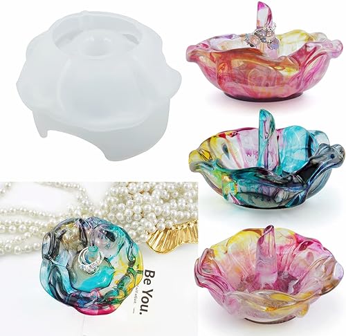 Miniatura 6 de Molde de soporte de anillo de resina, 2 moldes de silicona para resina, moldes de silicona para almacenamiento de joyas, decoración del hogar (A)