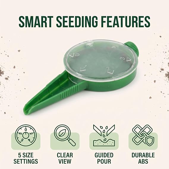 Green Seed Dispenser, Seed Dispenser Seed Sower, Plant Flower Seeds Sower, Handheld Seed Spreader, Garden Sowing Tool，Garden Tools and Watering Equipment，Lawn and Garden Spreaders